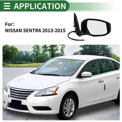 Right Side Door Mirror for Nissan Sentra (2013-2015) Manual Folding Black