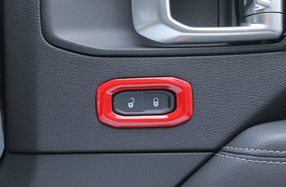 Door Lock Switch Button Cover Trim for 2018-2023 Jeep Wrangler JL ABS Red 2 x (2018-2023)