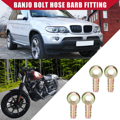Banjo Bolt Hose Barb Fitting / 4 Pcs / Banjo Bolt Fitting for Car Motorcycle