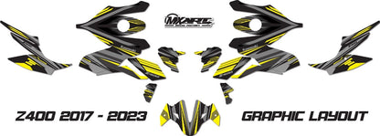 Kawasaki Z400 2017-2023 Strike Yellow Graphics Decals Stickers