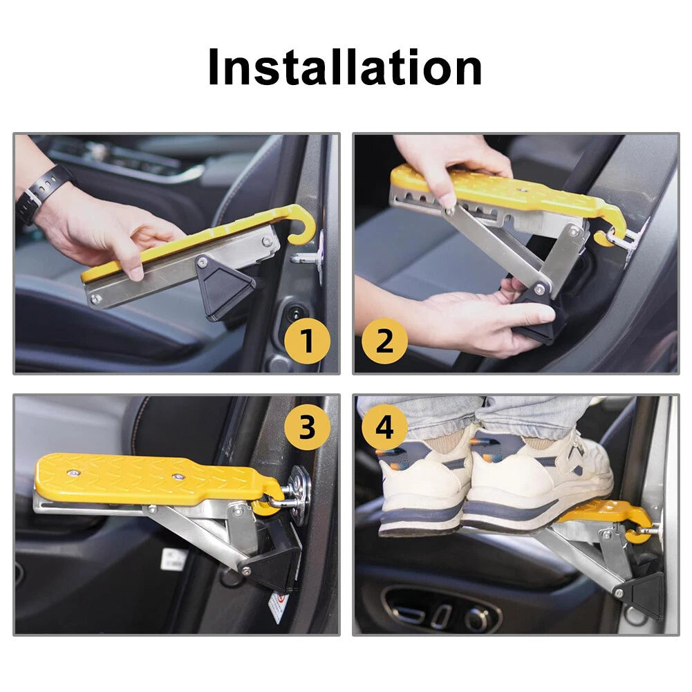 Adjustable Foldable Roof Rack Door Step Stand Pedal for Car - Gold