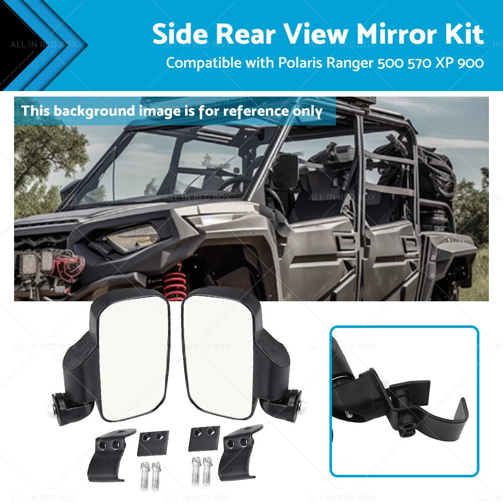 UTV Side Rear View Mirrors for Polaris Ranger 500 570 900 1000 (2013-2023)