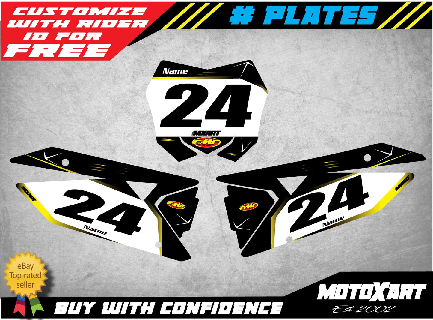 Custom Number Plates  BARBED Stickers Decals for Suzuki RMZ 450 (2018-2023)