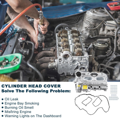 Engine Valve Cover with Gasket for BMW 528i (2012-2016) Silver Tone