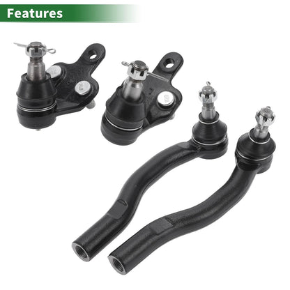 4 x Front Suspension Kit Outer Tie Rod Ends Lower Ball Joints for Toyota Solara