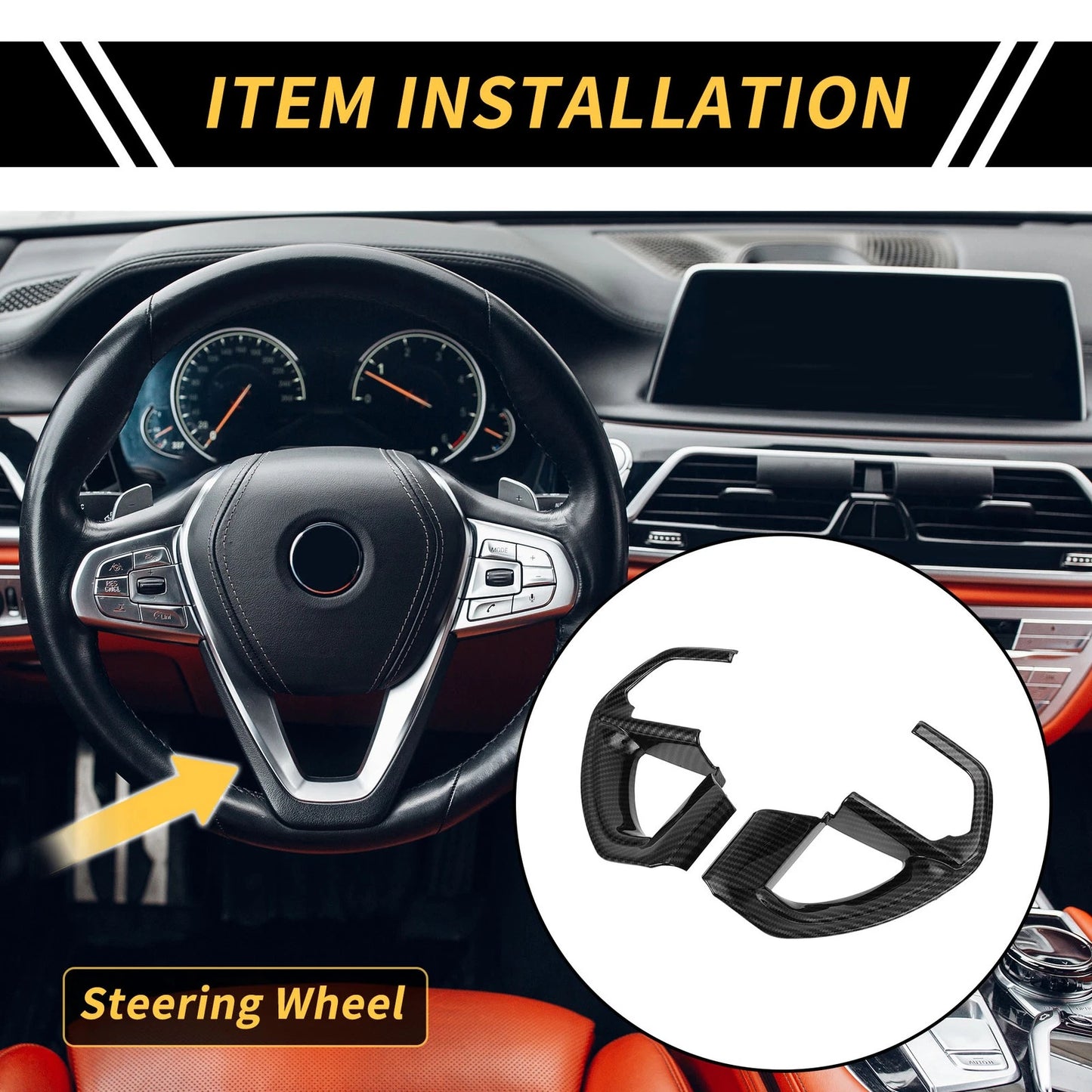 Carbon Fiber Steering Wheel Cover Trim for Toyota Tundra (2022-2024)
