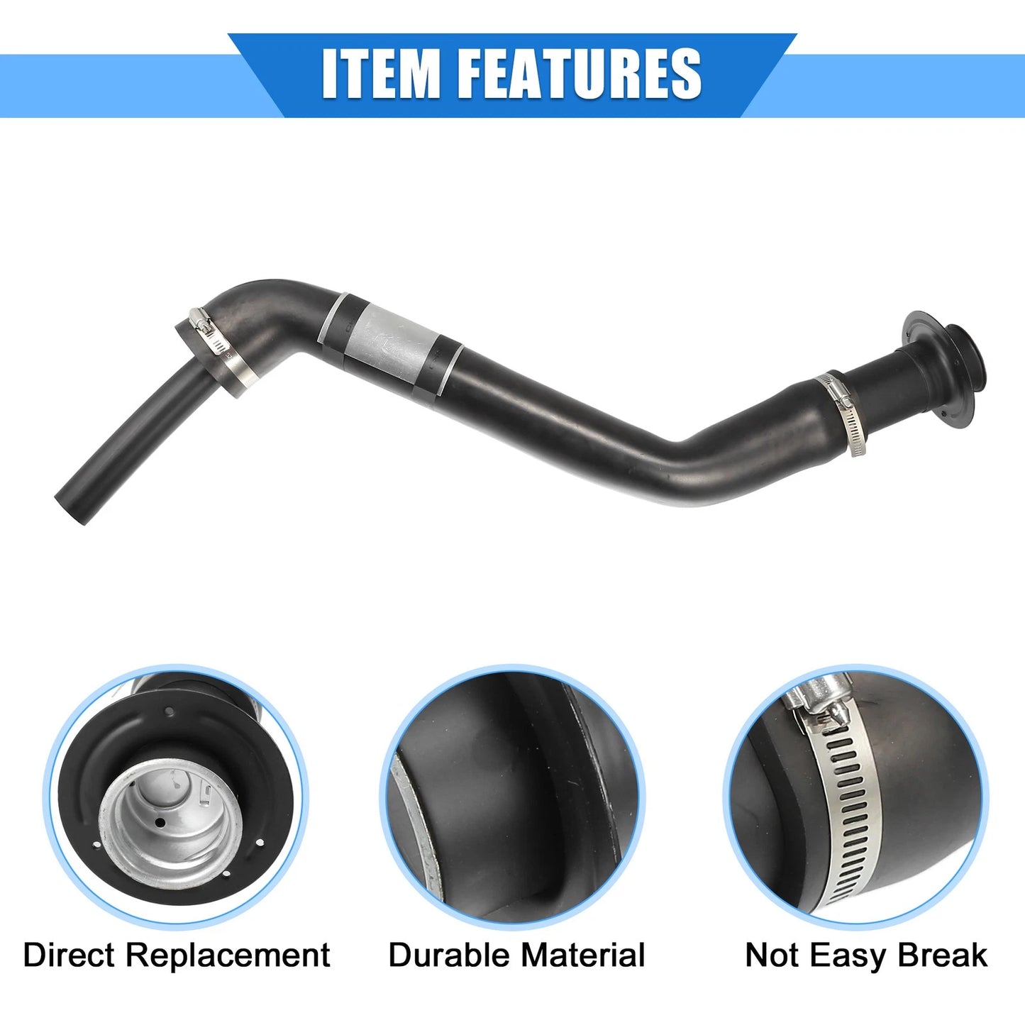 Fuel Tank Filler Neck for Ford Ranger 1990-1997 Durable Rubber Black