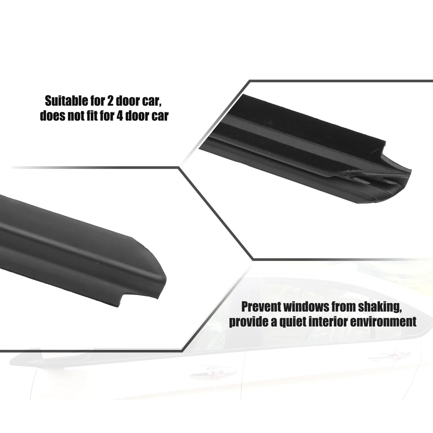 Car Rear Left Right Door Window Belt Weatherstrip for Ford F-250 (1999-2016)