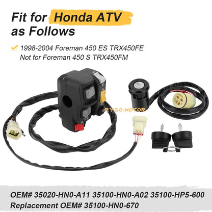 Handlebar & Key Switch for Honda Foreman 450 ES (1998–2004)
