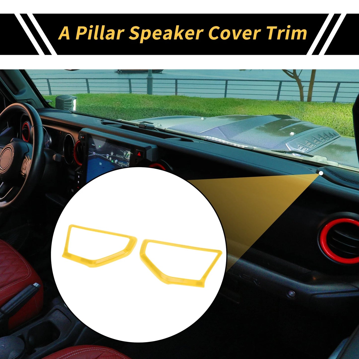 A Pillar Speaker Cover Trim for Jeep Wrangler JL JLU (2018-2024) Yellow