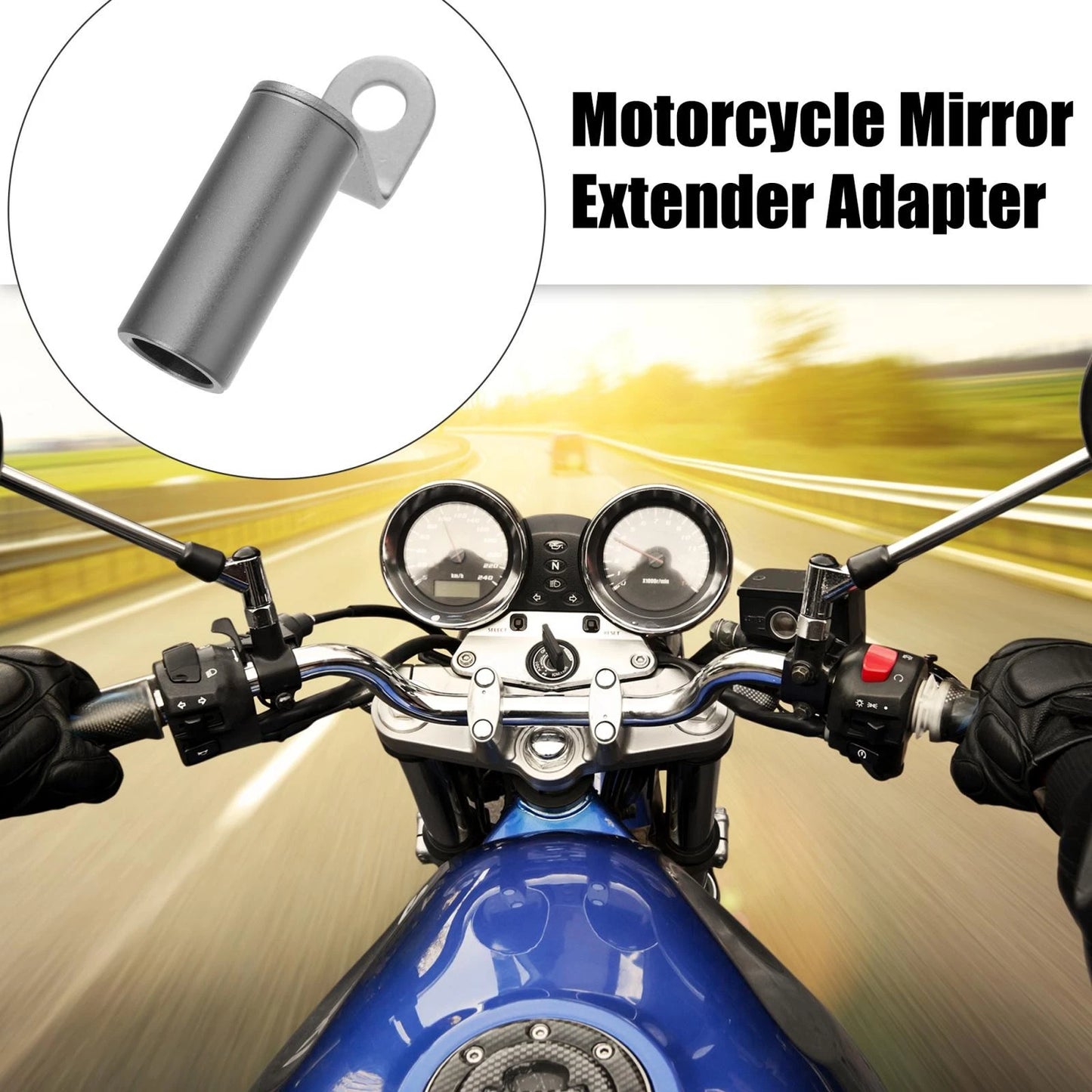 Handlebar Extender 10mm Aluminum Alloy Titanium Tone for Motorcycle Mirror