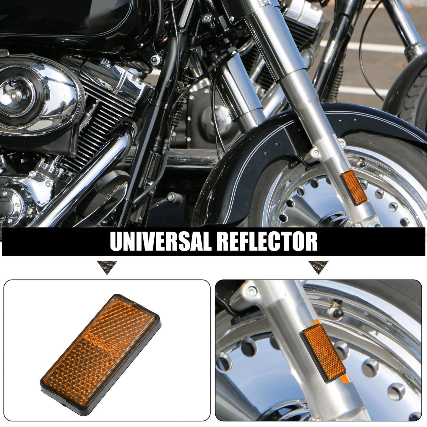 Universal Safety Spoke Reflective with Screw / 56x26mm for Motorcycle Orange