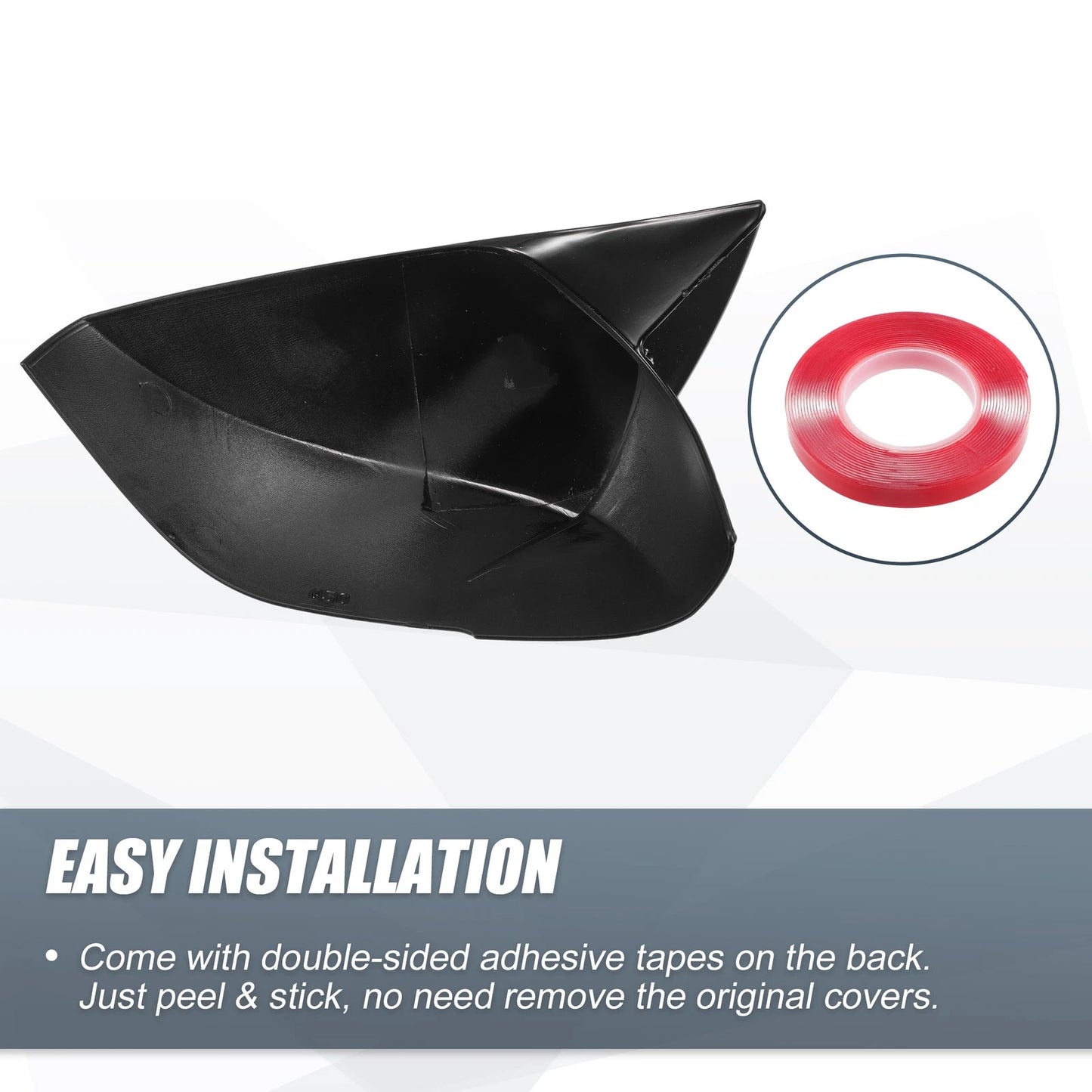 Pair Mirror Cover Overlay Black for INFINITI Q50 Q60 Q70 QX30