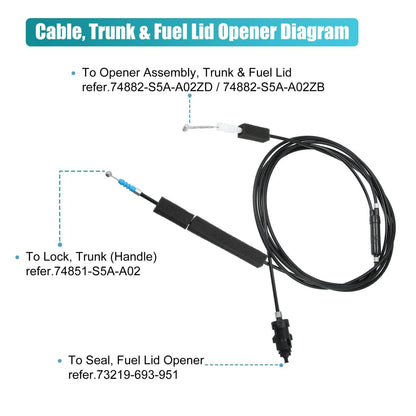 Trunk Lid Fuel Door Release Cable for Honda Civic (2001-2005)