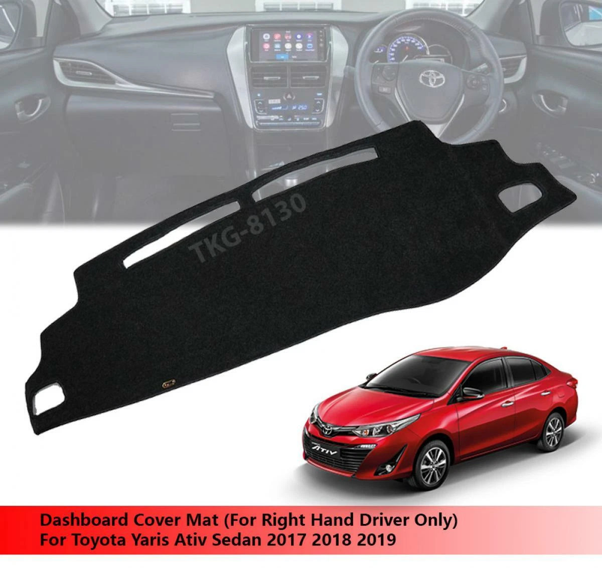 Dashboard Mat Cover for Toyota Yaris Ativ Sedan (2017-2019)