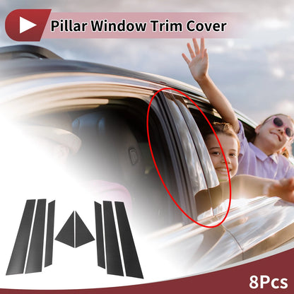 8 Pcs Car Door Pillar Window Trim for Kia Niro (2017-2020) Black Carbon Fiber