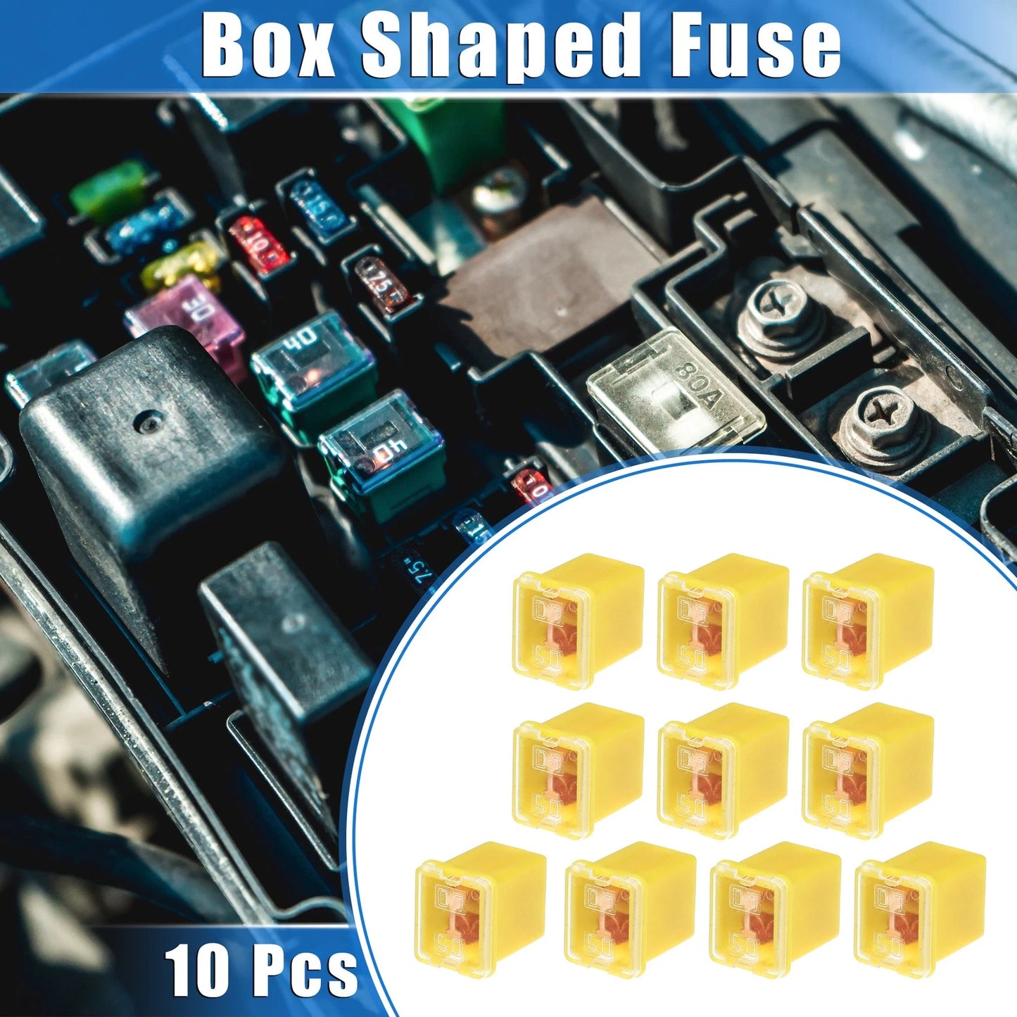10 Pcs Mini Box Shaped Fuse 60 Amps for Pickup Trucks & Cars (Various Years)