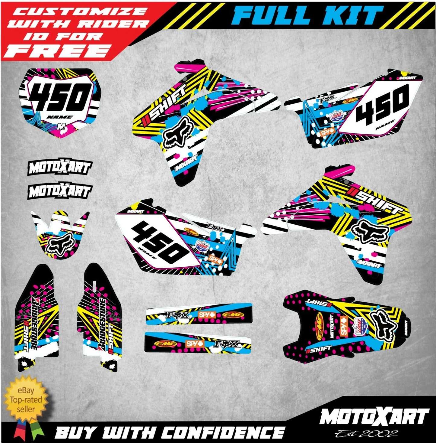 Custom Graphic Kit for Suzuki RMZ 450 (2005-2006) - Pinned Style Decals
