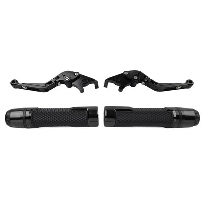 Black Extendable Brake Clutch Levers Grips Set for BMW F650GS (2002-2007)