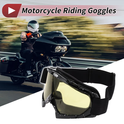 Motorcycle Riding Goggles Yellow Lens White Black Frame Cycling Sunglasses