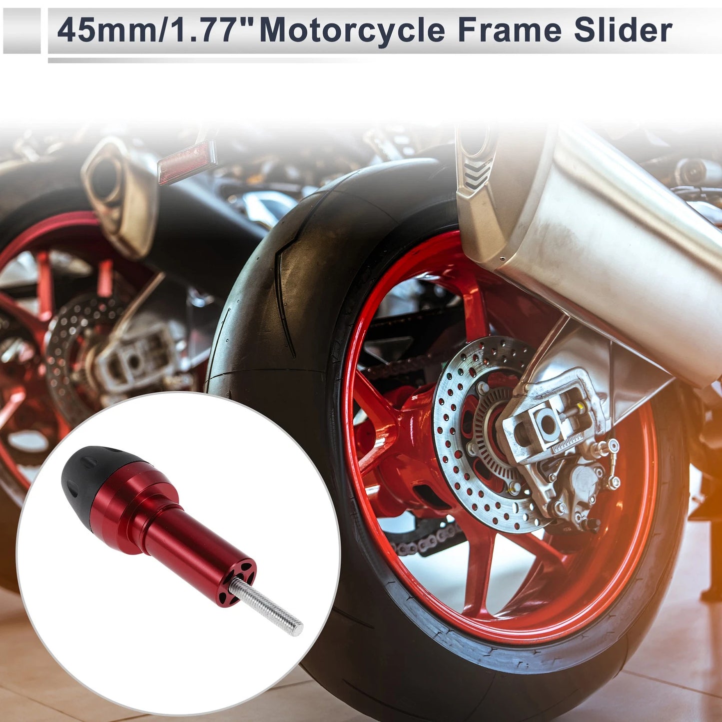 10mm Aluminum Alloy Slider Frame with 2 x Bolts Red for Motorcycle