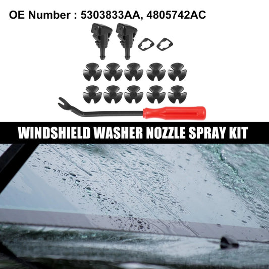 15pcs Front Windshield Washer Nozzle Kit for Dodge Grand Caravan (2008-2017)