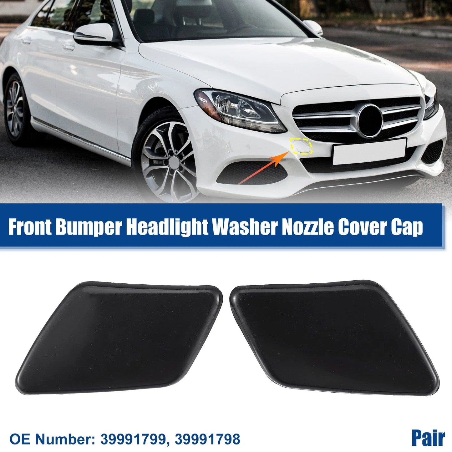 Front Left Right Side Bumper Headlight Washer Nozzle Cap for Volvo S40 (2004-2011)