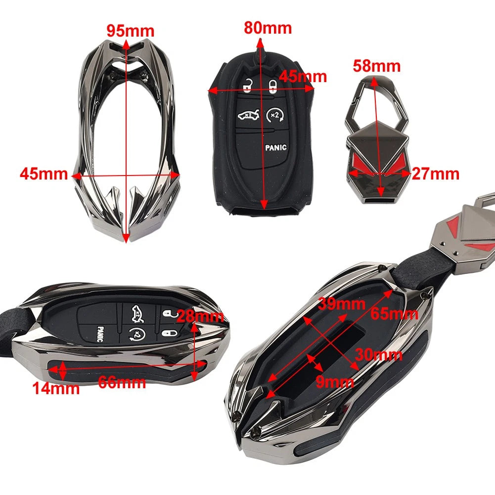Silver 5-Button Smart Key Fob Shell Cover for Jeep Grand Cherokee (2014-2023)