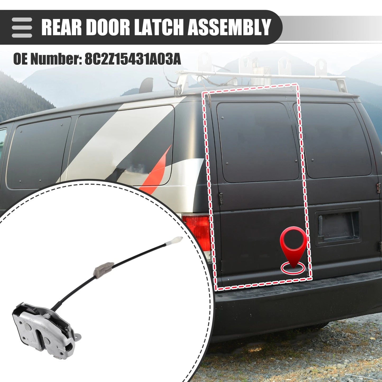 Rear Door Latch Assembly for Ford E150 E250 E350 Econoline (2008-2014)