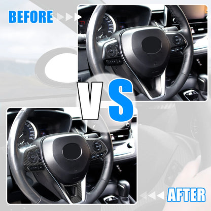3 Pcs Carbon Fiber Pattern Black Steering Wheel Cover Trim for Toyota Corolla