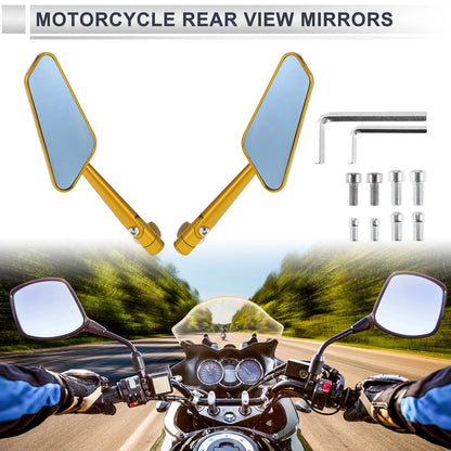 M8/M10 Motorcycle Rear View Mirrors Prismatic Gold Tone Aluminum Alloy