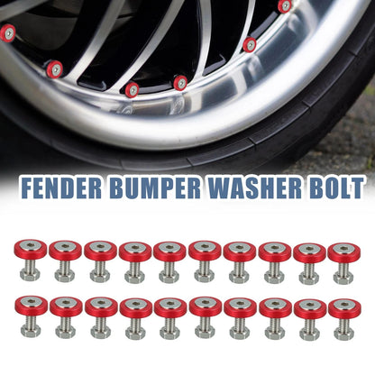 20 x Red M6 Fender Bumper Washer Bolt Nuts Kit Fastener for Motorcycle Car