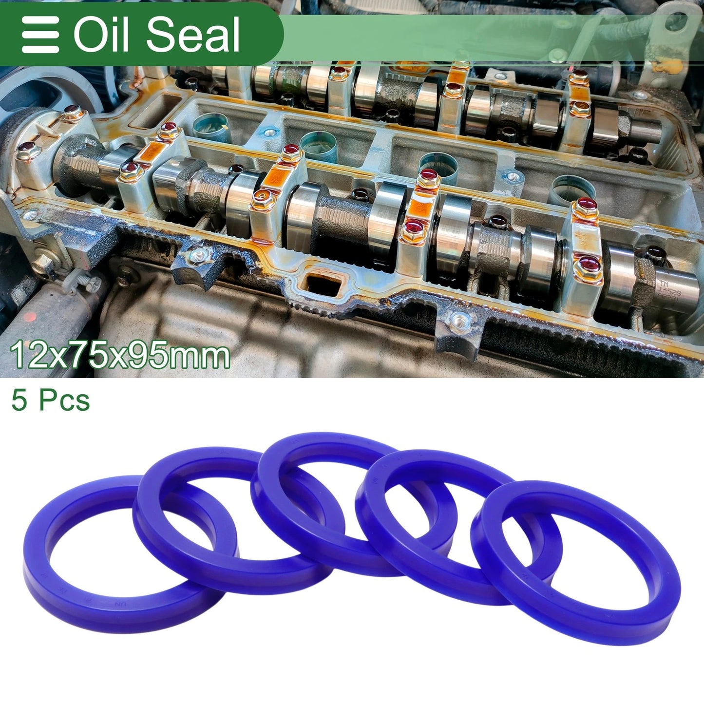 Oil Seal / 75x95x12mm / TPU Rotary Shaft Seal High Pressure Blue 5 Pcs for Make
