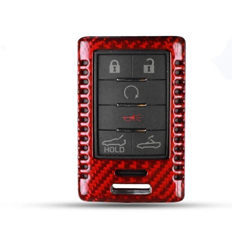Red Carbon Fiber Key Fob Cover for Cadillac Chevrolet C7 (2014-2019)