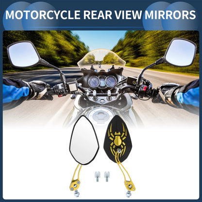 M8/M10 Rear View Mirror / 1 Set / Handlebar Mirrors Gold Tone for Motorcycle