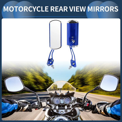 2 x Rear View Mirrors for Motorcycle Blue Aluminum Alloy