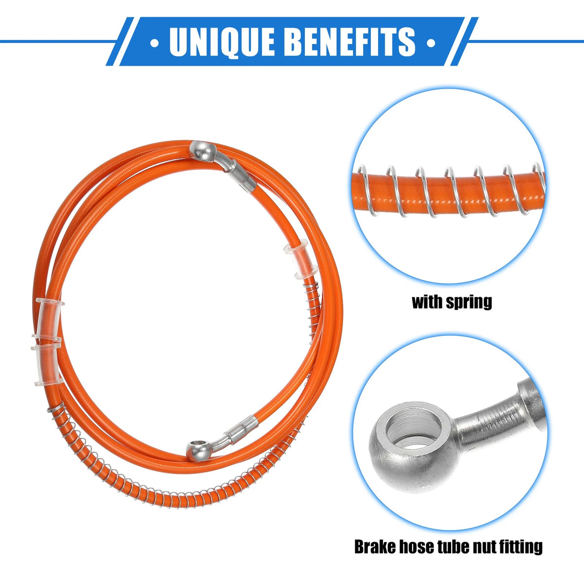 Hydraulic Brake Hose Line 220cm 86.61in 10mm Orange for Motorcycle