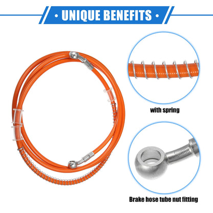 Hydraulic Brake Hose Line 220cm 86.61in 10mm Orange for Motorcycle