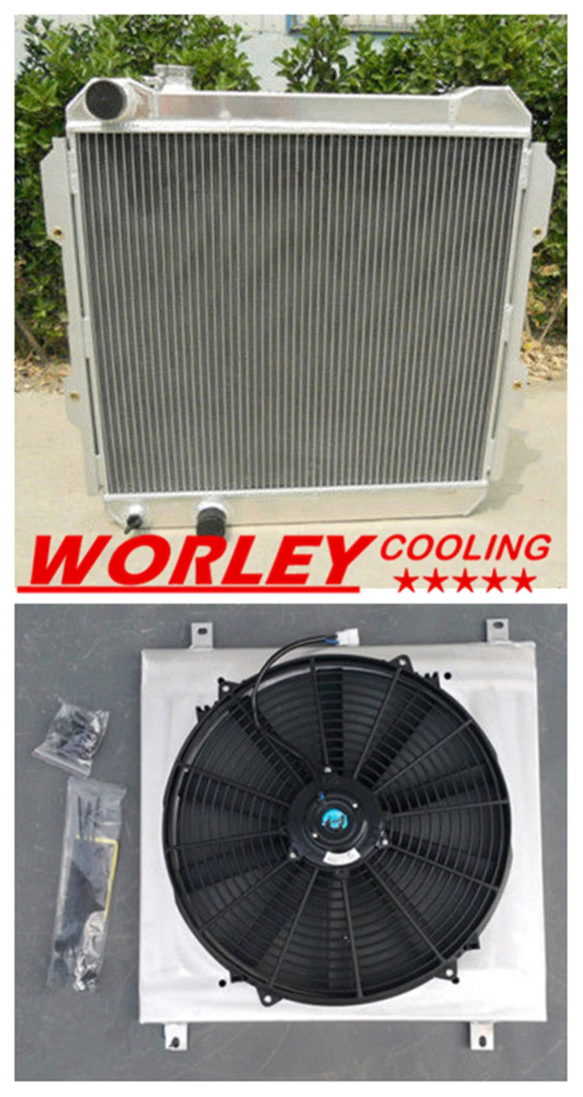 Aluminum Radiator & Shroud + Fan for HILUX LN85 LN60 LN61 LN65 (1984-1991)