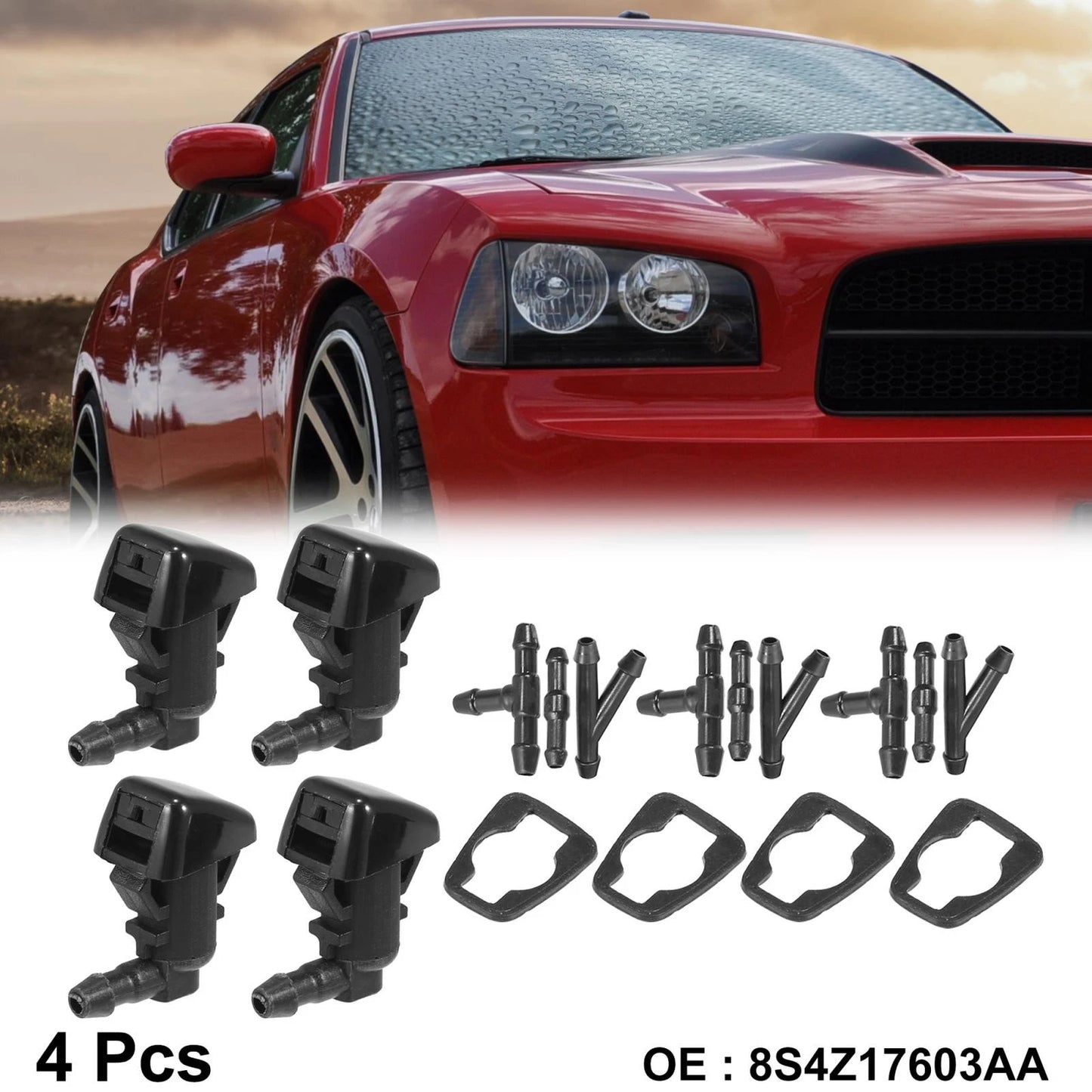 4 x Front Windshield Washer Nozzles for Ford Focus (2000-2018)
