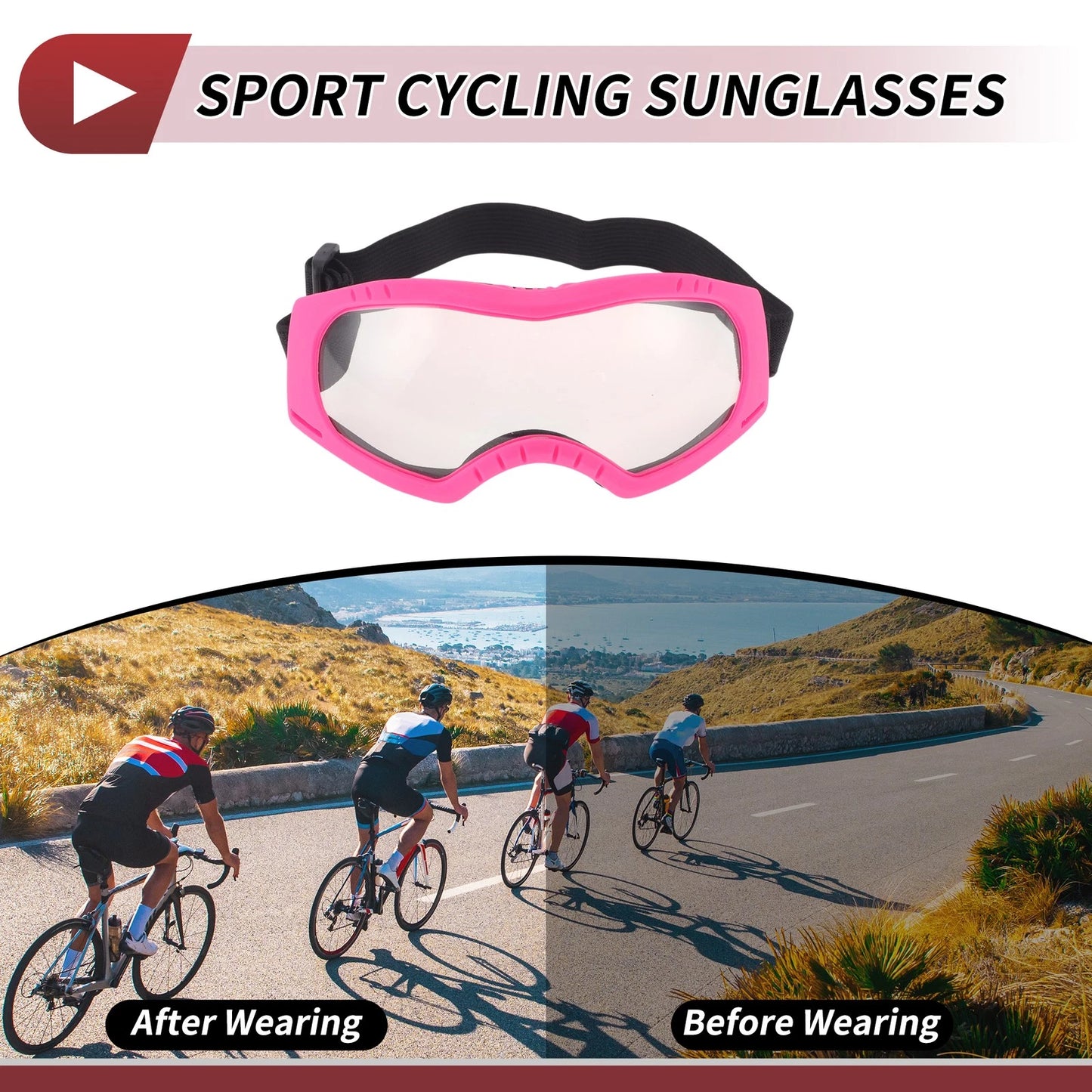 Goggles for Motorcycle Clear Lens Pink Frame Cycling Sunglasses