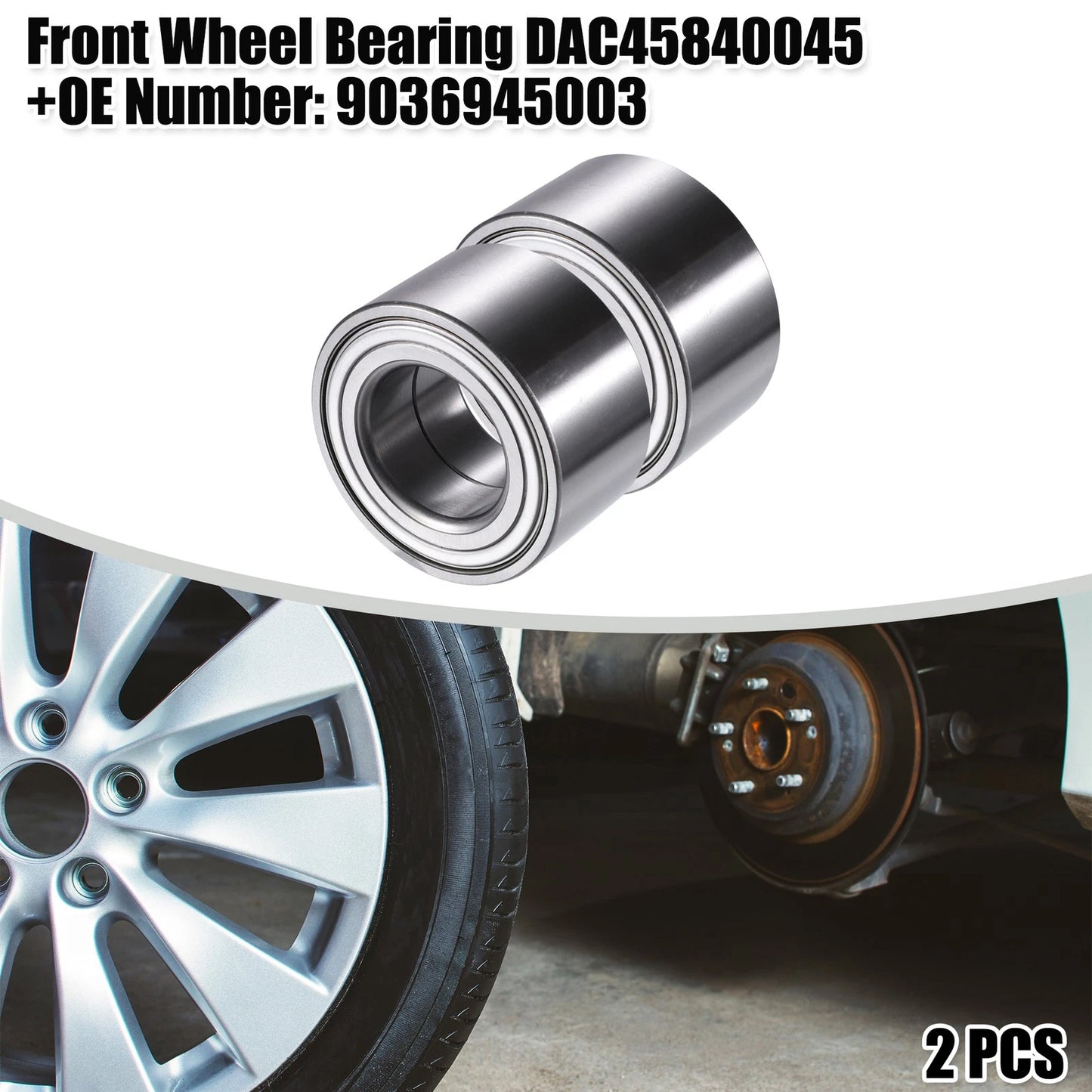 2 x Front Wheel Bearings for Ford Edge (2015-2023) Silver Tone