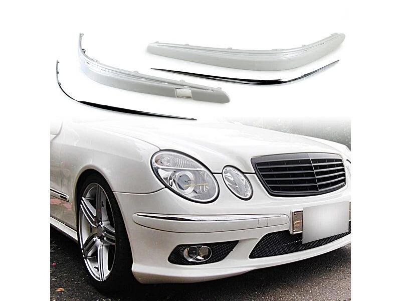 Front Bumper Molding Stripe + Chrome Trim for MB W211 (2003-2009)