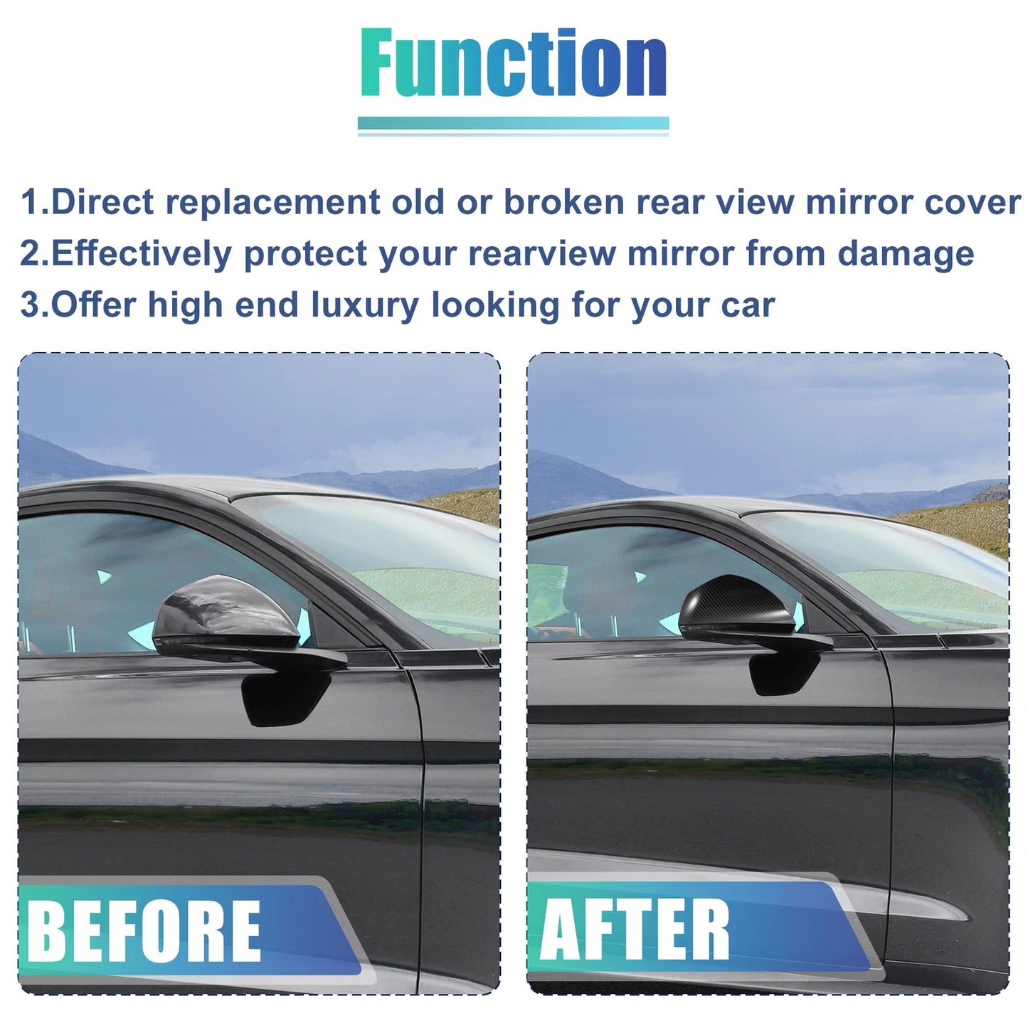 Carbon Fiber Rearview Side Mirror Covers for Ford Mustang (2015-2023)