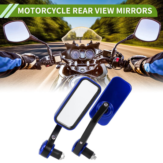 1 Set / Rear View Mirrors Square Shape Black Blue Aluminum Plastic / for M8 Motorcycle