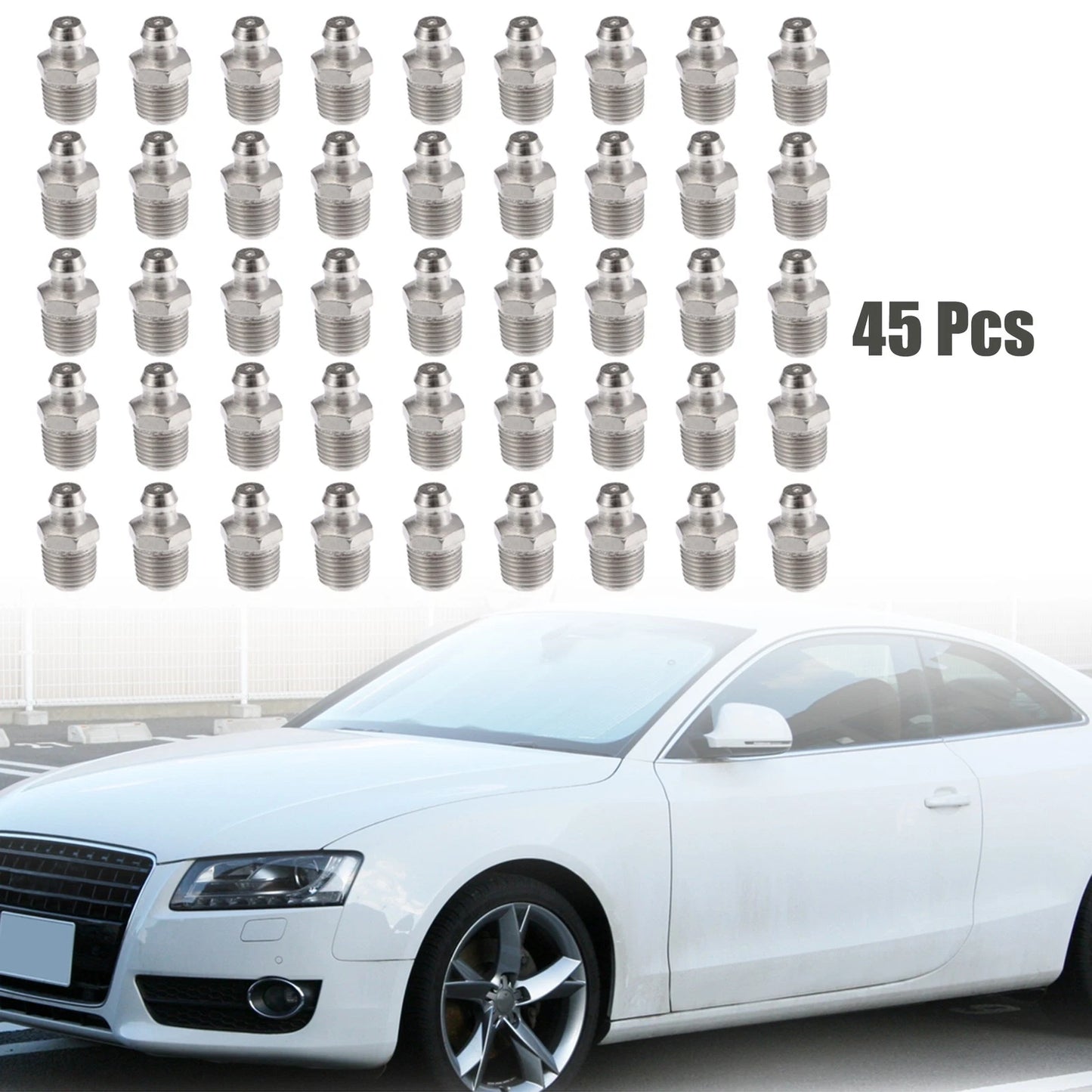 45pcs M10 x 1 Nickel Plated Grease Nipple Fitting for Motorcycle Car