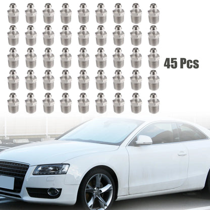 45pcs M10 x 1 Nickel Plated Grease Nipple Fitting for Motorcycle Car