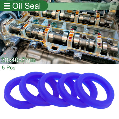 Oil Seal Rotary Shaft Seal TPU 30x40x7mm High Pressure Blue 5 Pcs