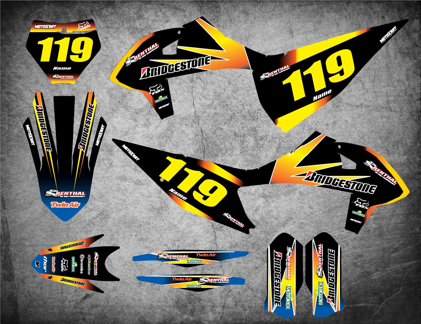 Custom Graphics Full Kit for KTM SX 2019 - SUNRISE STYLE Stickers Decals