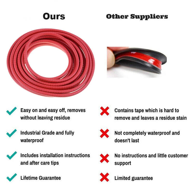 Rubber Red Car Door Trim Edge Lock Guard Seal Strip Protector